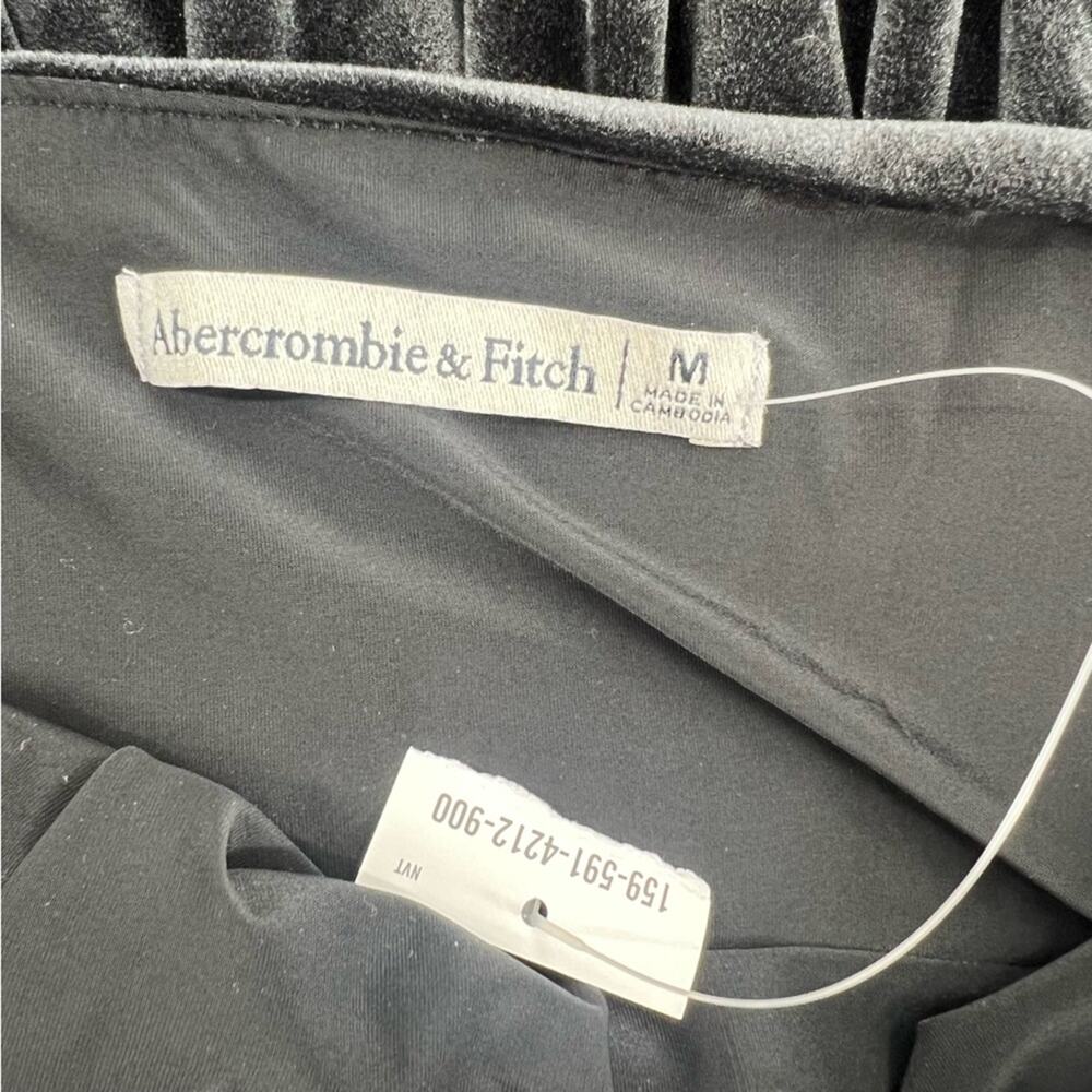 Abercrombie Fitch Soft Velvet Spaghetti Bubble Hem Mini Dress Black sz M - Picture 4 of 7